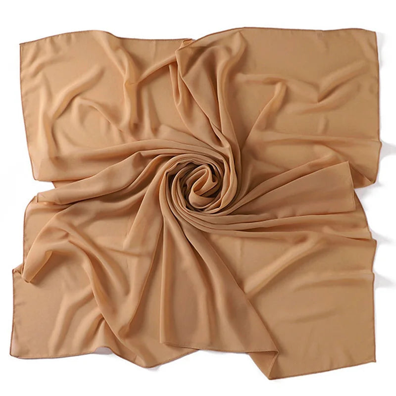 90*90CM Headwrap Heavy Chiffon Square Scarf Muslim Hijabs Women Underscarf Fashion Casual Plain Color Hijab