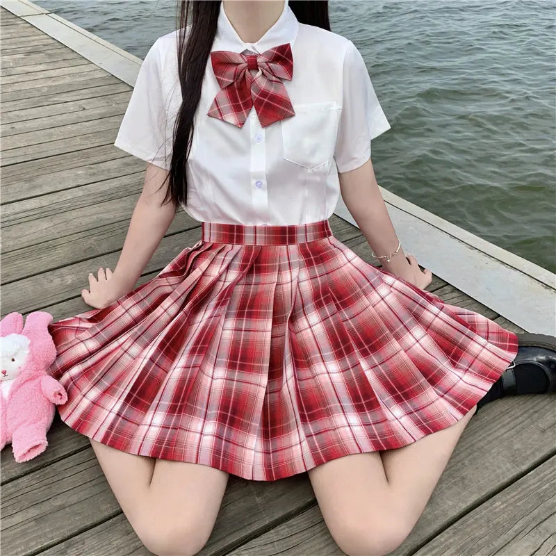 Japanese Bow Tie Skirt Set Student Pleated Skirt Jk Uniform Korean School Sexy Girl Preppy Style Seifuku Japanese School Uniform