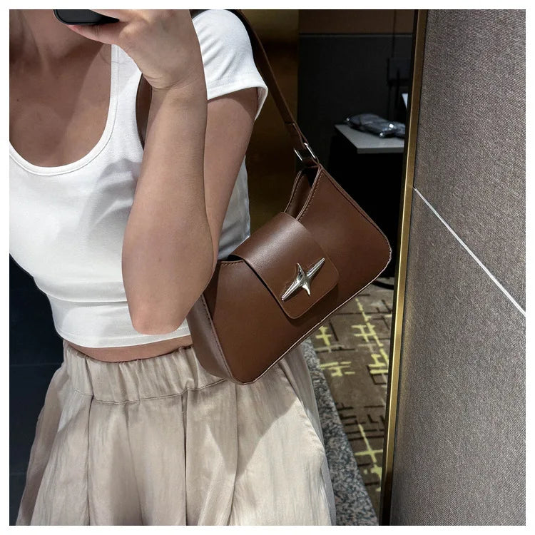 Silver Shoulder Bags for Women 2024 Classic Y2K Small Purse Glossy PU Leather Luxury Brand Female Underarm Handbags Daily Bag