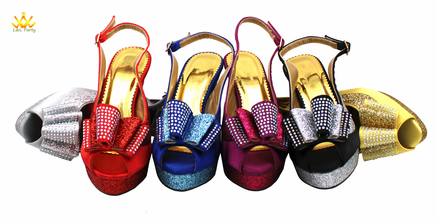 New Spring Autumn Super High Heels Shoes Matching Bag Set in Magenta Color For Nigerian Ladies Wedding Party