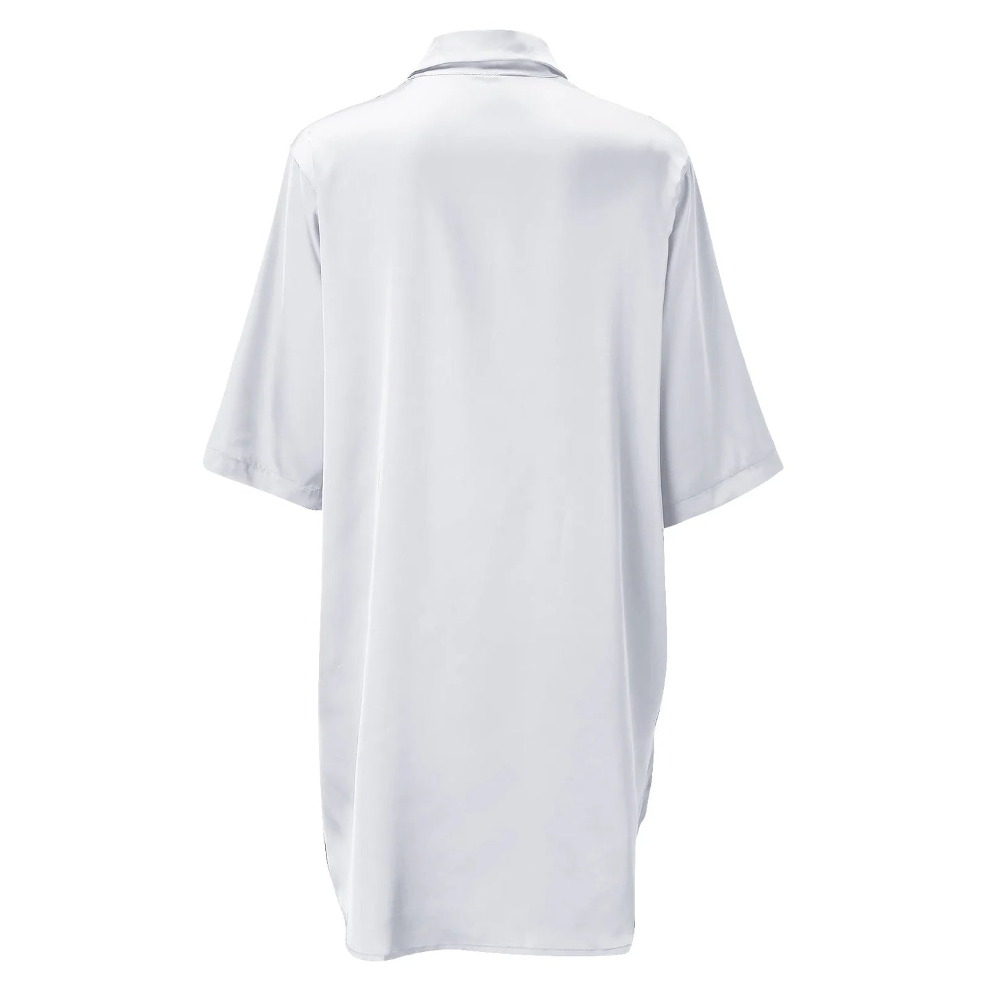 Women's Solid Color Silky Soft Pajamas Sexy Long Sleeve Nightshirt Smooth & Skin-Friendly Comfortable Home Sleepwear for Ladies