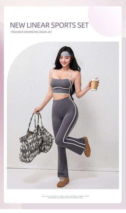 Women's Plus Size Fitness Flare Yoga Pants Four-Way Stretch Breathable Full Length Elastic Waist Hip Lifting Yoga Trousers
