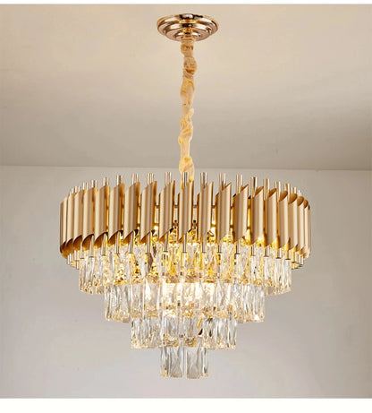 Villa Luxury Living Room Chandelier K9 Crystal Restaurant Pendant Lights Modern Ceiling Chandelier Dining Table Indoor Home Lamp