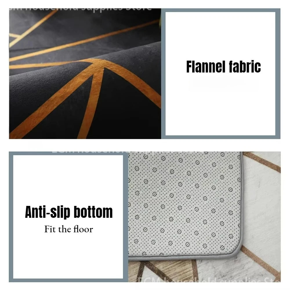 European Style Luxury Large Rugs for Living Room Black Gold Parlor Sofa Carpet Non-slip Easy Cleaning Soft Rug Coffee Tables Mat
