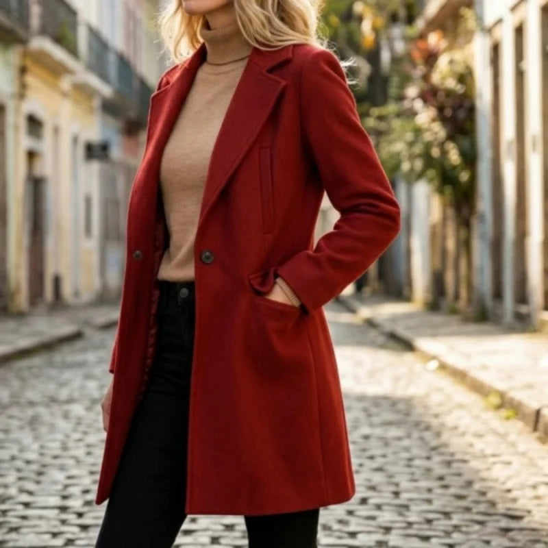 Women’s Winter Jacket Single-button Long Coat Warm Elegant Streetwear Wool-Blend Jacket Womens Casual Wear Female Winter Jackets