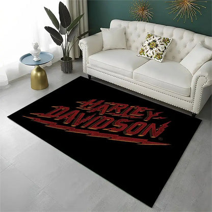 Retro H-Harleys Racing Moto Non-Slip Area Rug for Living Room,Bedroom,Playroom,Soft Carpet Floor Mat Home Decor Rug Kids Room
