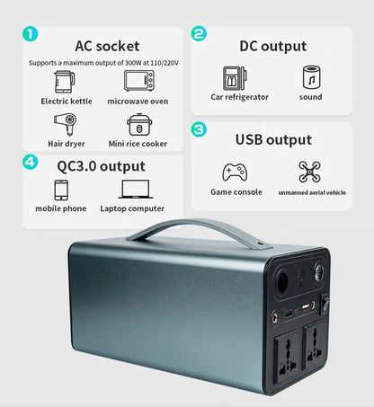 42000mAh/68000mAh Portable Power Station 150W/300W Outdoor Emergency Power Supply Power Bank Generator DC output Battery Charger