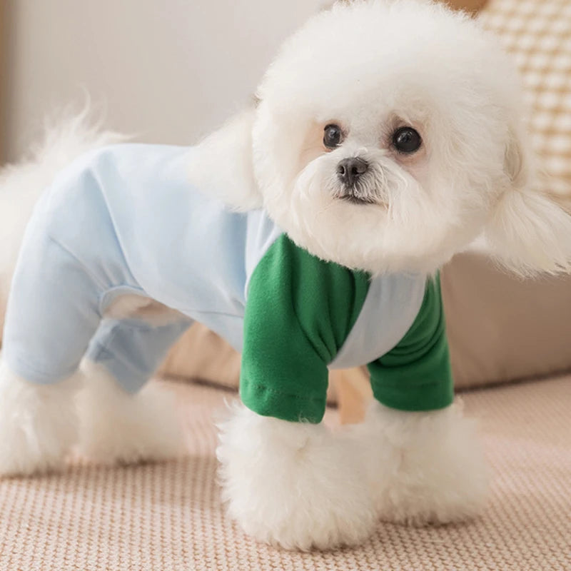Autumn Winter Warm Dog Clothes Four-legged Color-blocking Dog Sweatshirt Soft Skin-friendly Pet Clothes for Dog Cat Pet Supplies