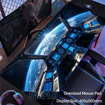 Aircraft Cockpit Design Extended Desk Mat Non-slip Mouse Pad Stitched Edge for Home Game Office Study Laptop Computer Table Pad