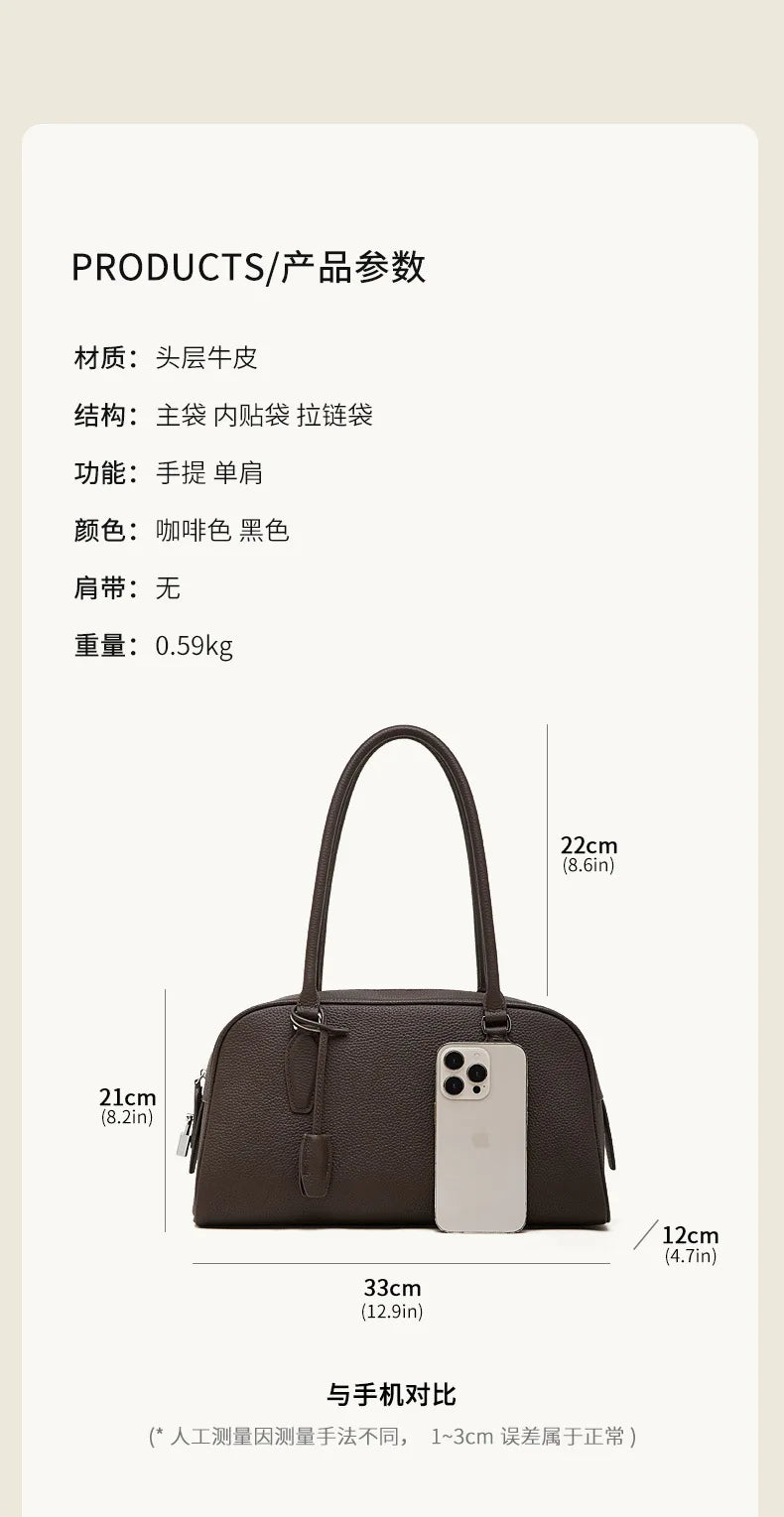 Women's Luxury Designer Handbags Genuine Leather Ladies Underarm Shoulder Bag New Fashion 2026 Cowhide Large Capacity Tote Bag