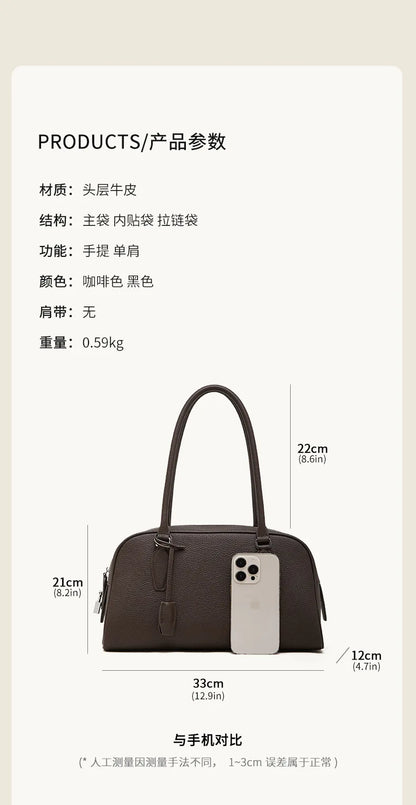 Women's Luxury Designer Handbags Genuine Leather Ladies Underarm Shoulder Bag New Fashion 2026 Cowhide Large Capacity Tote Bag