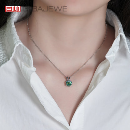 GIGAJEWE 9.0mm 3.0ct Portuguese Cyan Color VVS1 Moissanite 925 Silver Christian Religious Cross Pendant Necklace Woman Girl Gift