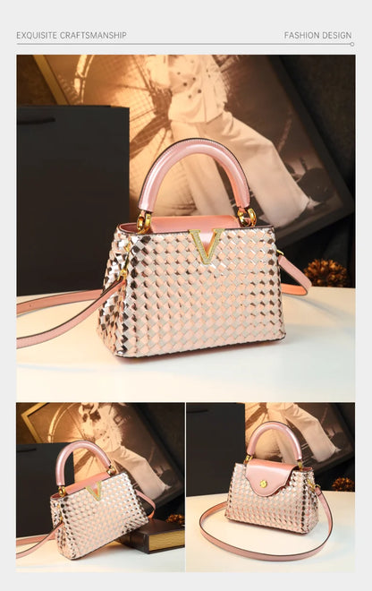 Genuine Leather Woven Handbag For Women 2026 New Light Luxury Women's Shoulder Bag Fashion Commuter Messenger Bag Versatile