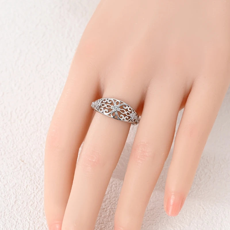 Rings Hot Sales 925 Sterling Silver Love Heart Sun Moon Star Iris Adjustable Rings For Women Wedding Birthday Party Jewelry Gift