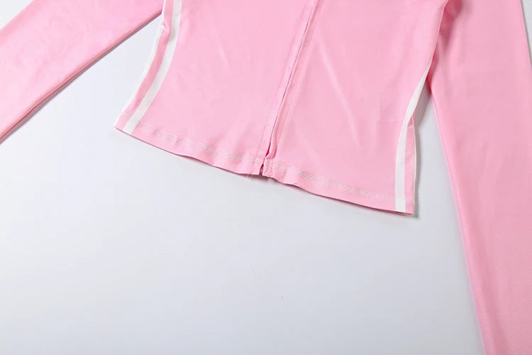 Kliou Casual Sporty 2 Piece Set Woman Letter Print Zip Cardigan Full Sleeve Hooded Jacket+Contrast Patchwork Shorts Simple Suits
