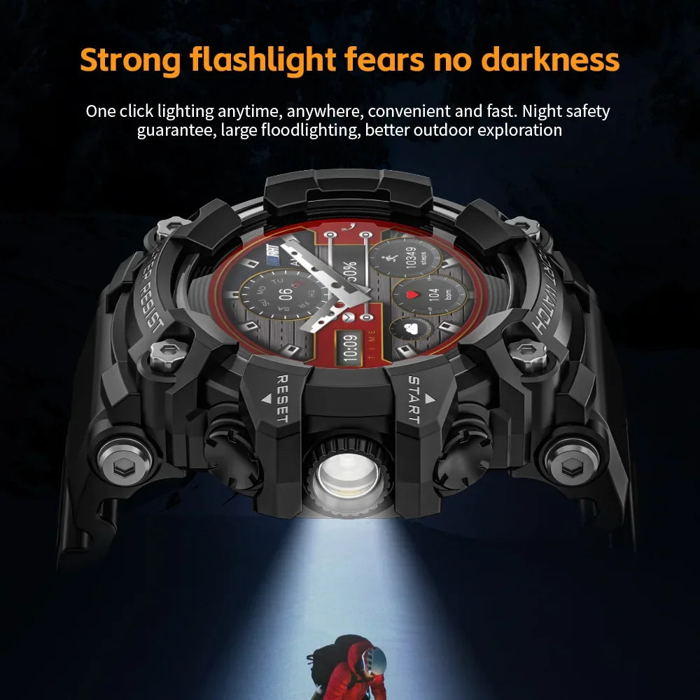 HY Digital LOKMAT Outdoor Smartwatch 1.32 Inch BT Call Smart Watch Men Sports Fitness Tracker Compass Smartwatch for Android IOS
