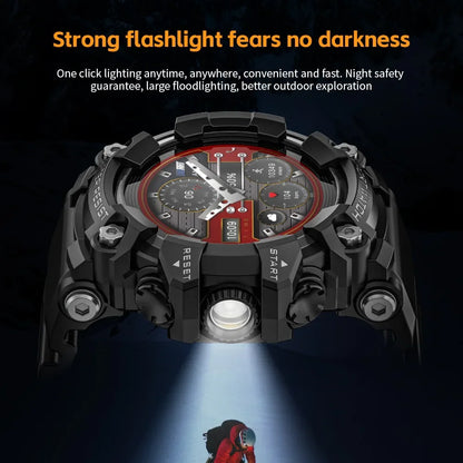 HY Digital LOKMAT Outdoor Smartwatch 1.32 Inch BT Call Smart Watch Men Sports Fitness Tracker Compass Smartwatch for Android IOS