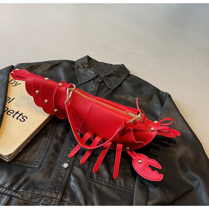 PU Zipper Commuting Crossbody Bags Lobster Shape Niche 2025 High Quality Ladies Bags Solid Color Rivet Fashion Shoulder Bags