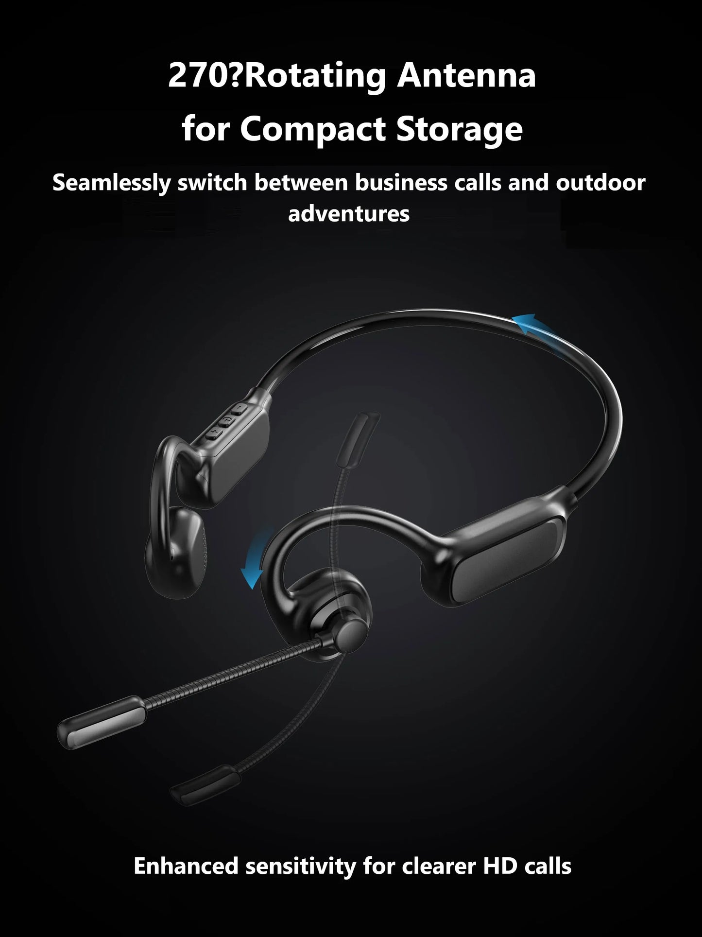 Open-Ear Headsets with Noise Canceling Boom Microphone Lightweight Bluetooth Wireless Headphones for Trucker Office Call Center