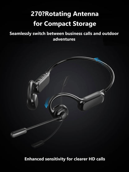 Open-Ear Headsets with Noise Canceling Boom Microphone Lightweight Bluetooth Wireless Headphones for Trucker Office Call Center