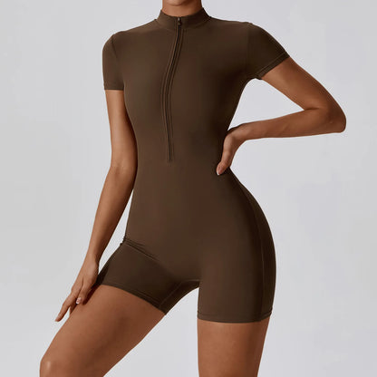 Yoga Boilersuit Long Sleeved Women's Sportswear Gym Zipper Jumpsuits Workout High-intensity Fitness One-piece Skin-tight Garment