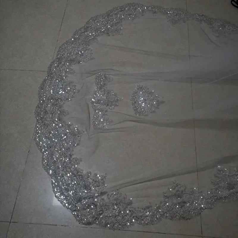 Diamond shiny luminous luxurious veil fully beaded embroidered veil  new cathedral wedding accessories bridal  custom made veil
