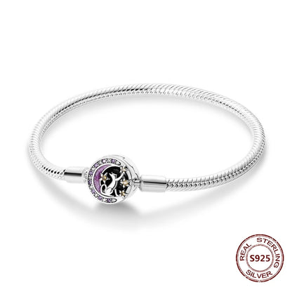 Silver 925 Bracelet Original Bracelets Colorful Zircon Heart Flower Cat Snake Chain For DIY Charms 17-20CM Luxury Jewelry Gifts