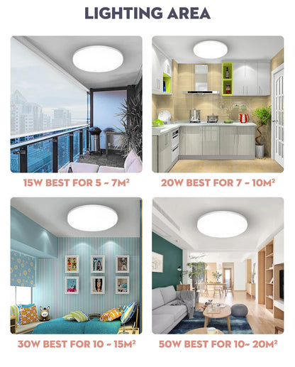 LED Ceiling Lamp 15W~50W Kitchen Light Fixture Bedroom Corridor Lustre Plat Led Lights Living Room Decor 220V Ceiling Chandelier