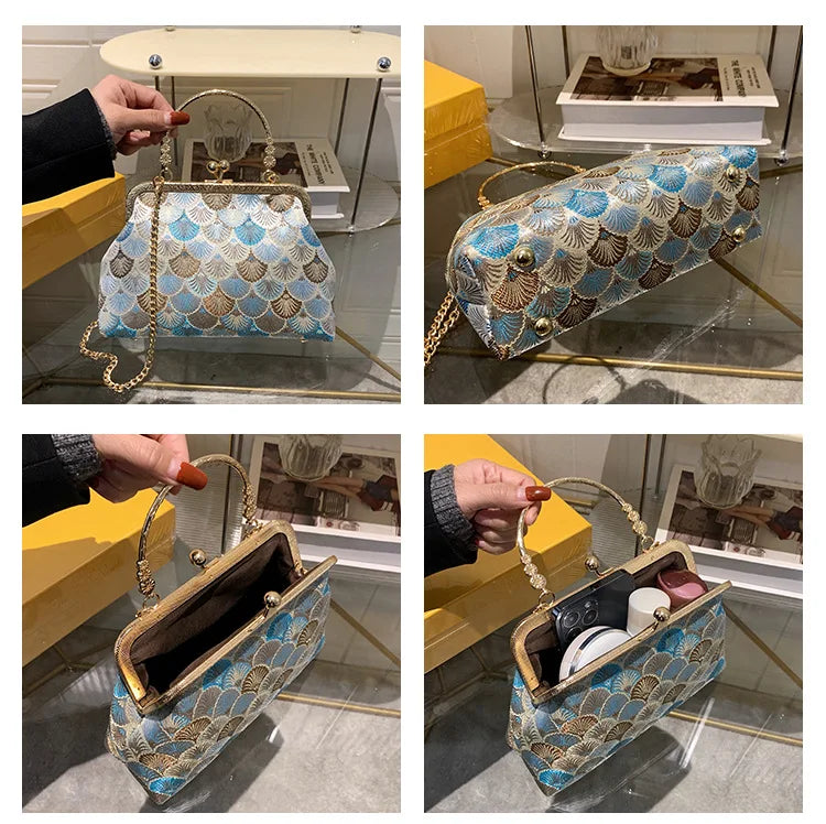 Luxury High Design Women Evening Bag Brand Party Banquet Glitter Bag for Ladies Wedding Clutch Handbag Shoulder Bag Chain Bolsas