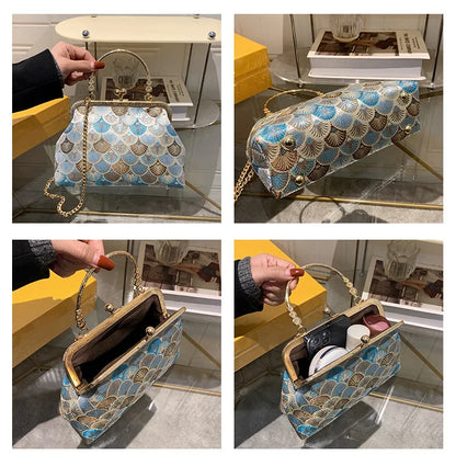 Luxury High Design Women Evening Bag Brand Party Banquet Glitter Bag for Ladies Wedding Clutch Handbag Shoulder Bag Chain Bolsas