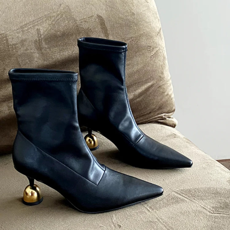 Elegant High Heels Women's Ankle Boots Designer Pointed Toe Heeled Shoes 2025 Fashion Winter Boots New Pumps Chelsea Mujer Botas