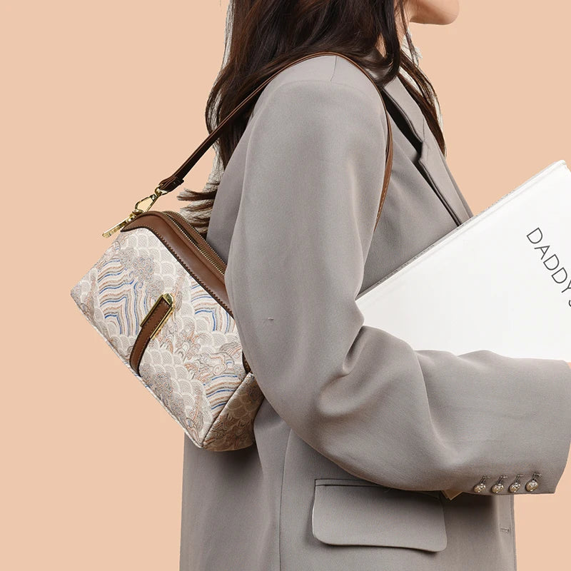 Luxury Designer Women's Shoulder Bag Fashion Print Purse Ladies High Quality Leather Crossbody Bag Messenger Commuter Sac A Main