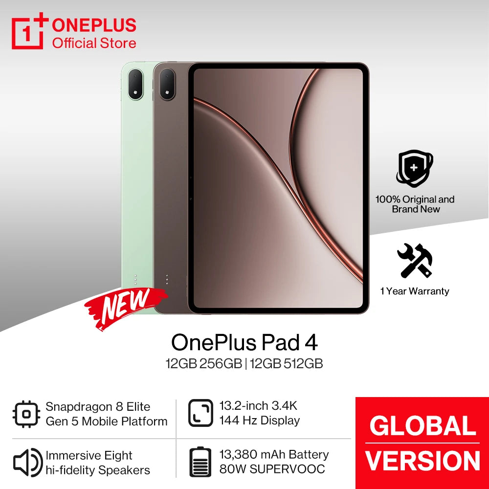 World Premiere OnePlus Pad 4 Global Version Tablet Snapdragon 8 Elite Gen 5 13380mAh Battery 80W SUPERVOOC 13.2-inch Display