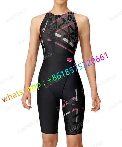 Women One Piece Swimwear Knee Length Swimsuit Bodysuit Swimming Pool Sports Professional Training Comfortable Swimwear 2026
