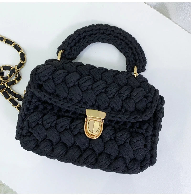 New Rope Woven Women Handbags Designer Knitting Chains Shoulder Crossbody Bag Casual Lady Hand Bags Small Flap Purses