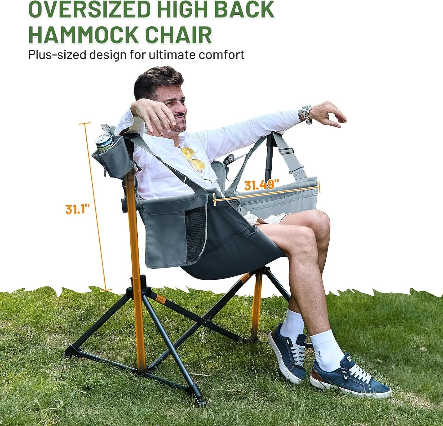 Oversized Hammock Camping Chair, Portable Swinging Chair for Outdoor, 400 lbs Capacity