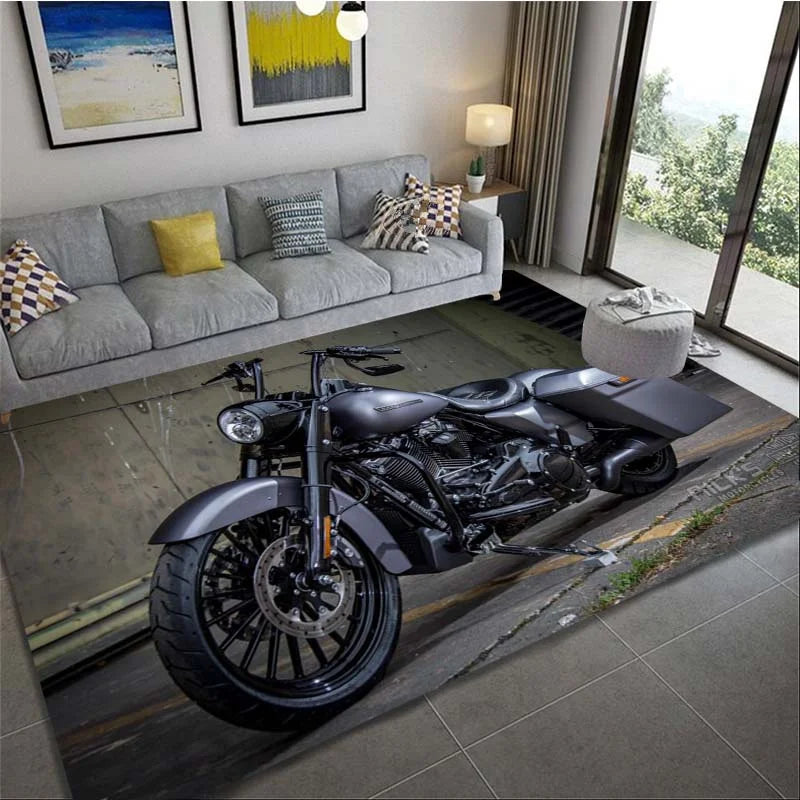 HD-Retro Motorcycle Area Rug Carpet Moto Fans Non-slip Large Door Step Mat Bathmat for Living Room Bedroom Entrance Home Decorat