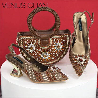 Italian Design Evening Shoes And Bag Paired With Handmade Petal Clutches Pointed Toe High-Heel Shoes For Women Party Shoes