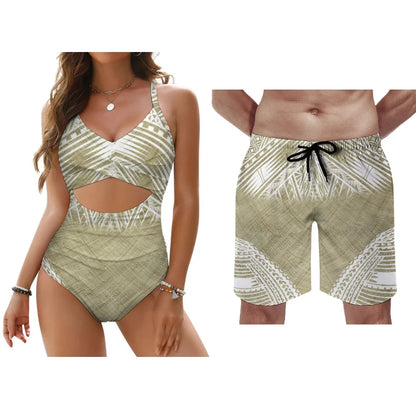 New Bikini Swimwear Swimwear Beach Couple Set Men's Swimwear Women's Push Up Swimwear Sexy Bikini Underwear Lace Up Adjustment