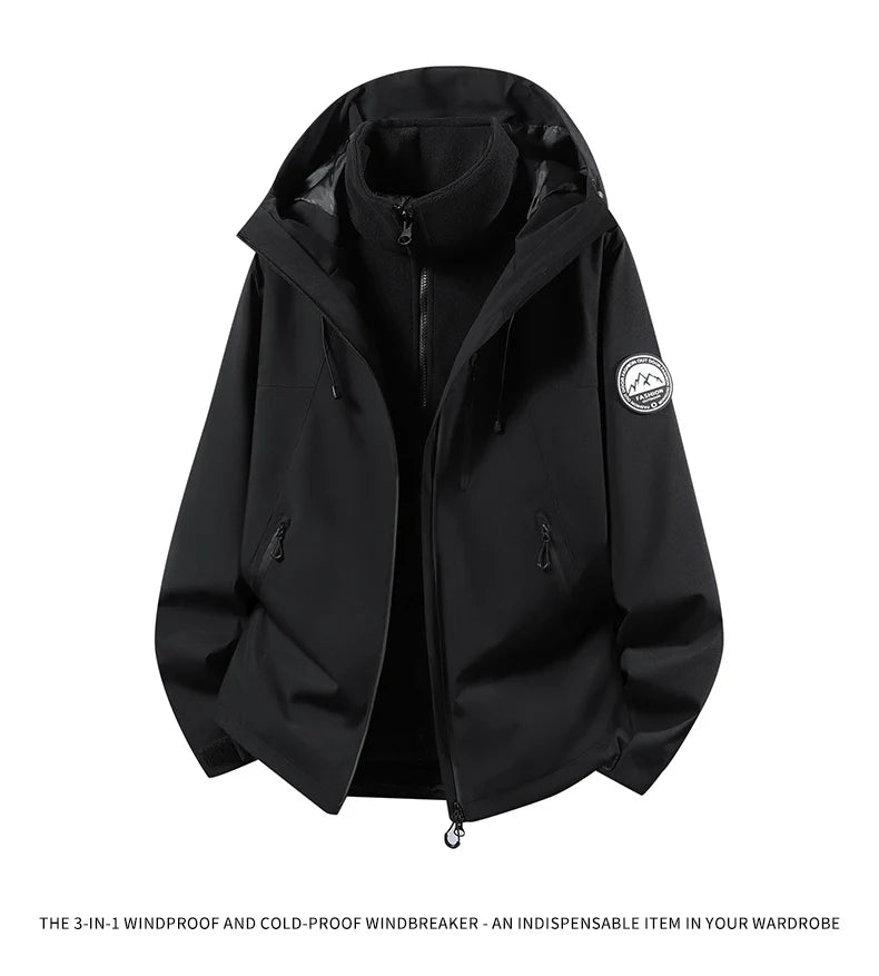 CHRLCK Men Women Hiking 3IN1 Jackets Waterproof Fleece Windproof Windbreaker Camping Climbing Trekking Outdoor Jacket Autumn
