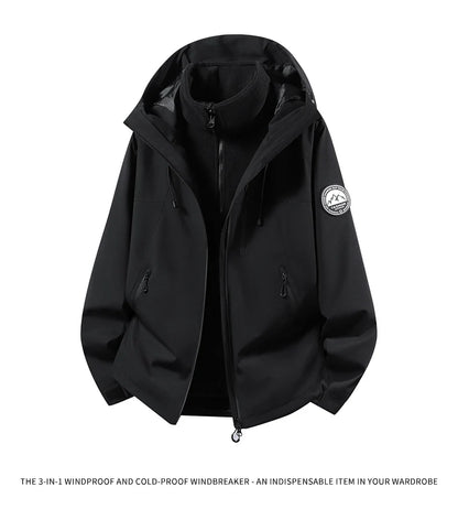 CHRLCK Men Women Hiking 3IN1 Jackets Waterproof Fleece Windproof Windbreaker Camping Climbing Trekking Outdoor Jacket Autumn