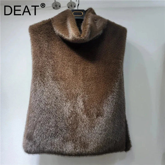 DEAT 2025 Autumn Winter New High Quality Soft Fur Vest For Women Imitation Mink Fur Sleeveless Fur Tank Top Female 11A07795