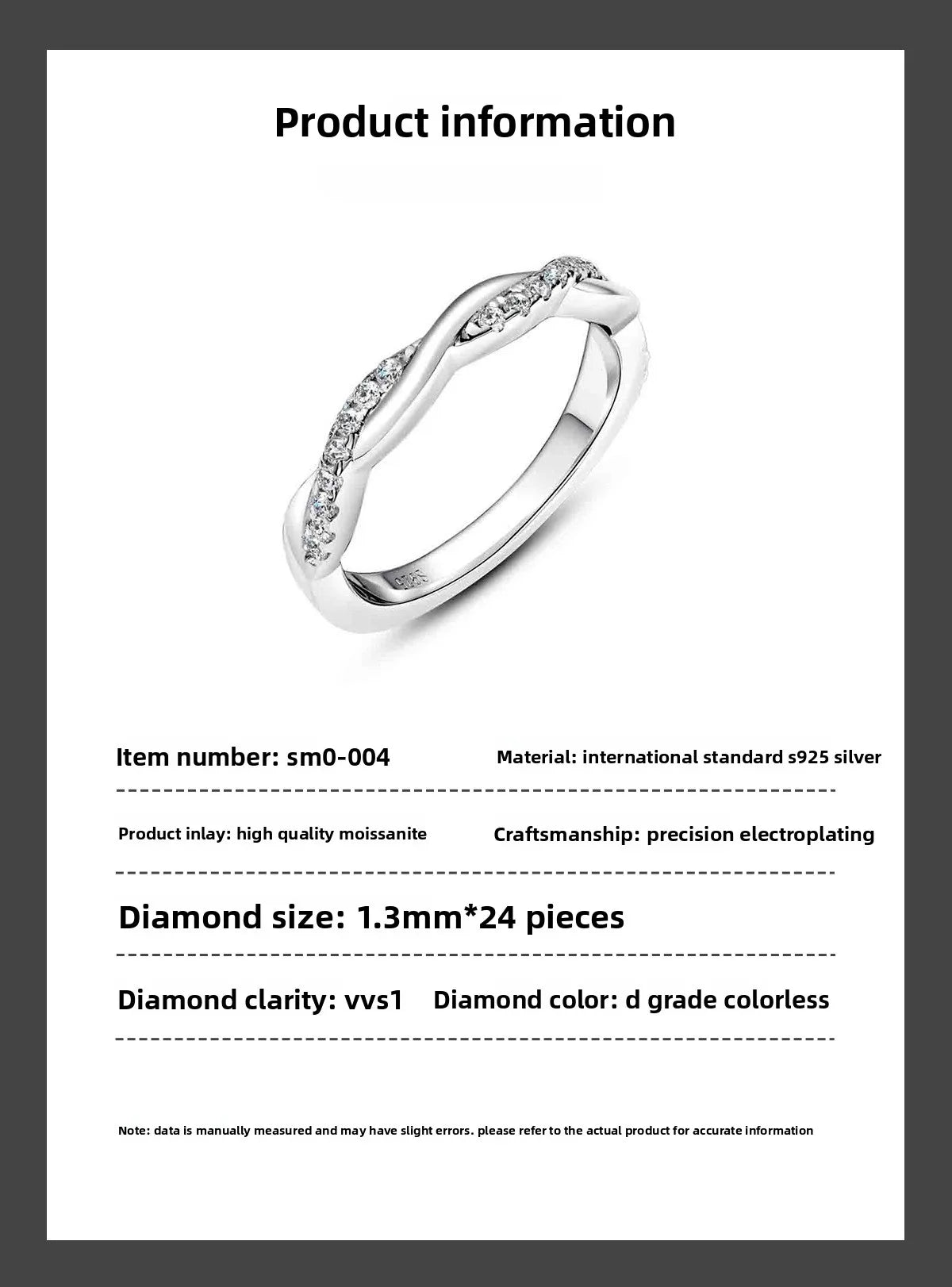 Carnica Luxury 925 Sterling Silver 1CT Real Moissanite Ring for Women Sugar Cube Pull-twist Arm GRA Diamond Wedding Jewelry Gift