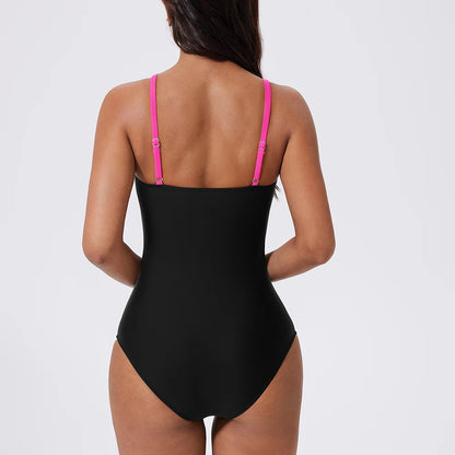 Women's One Piece Swimsuits High Neck Tummy Control Retro Bathing Suits Monokini Solid Summer Swimwear Beachwear Female