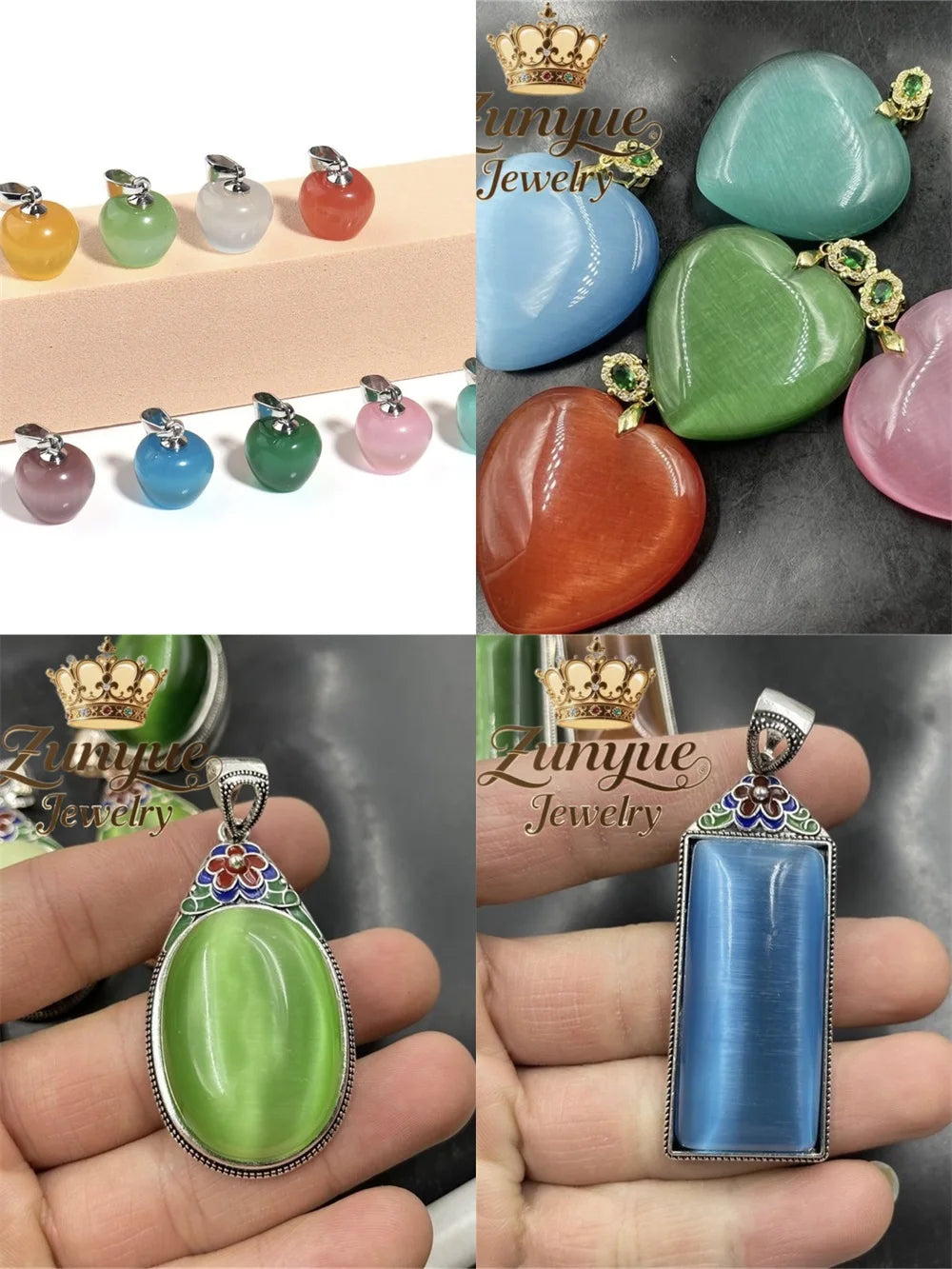 Natural Colorful Cat's Eye Stone Pendant Necklace Elegant Fashion Daily Wear Luxury Quality Fine Jewelry For Women Unisex Gift
