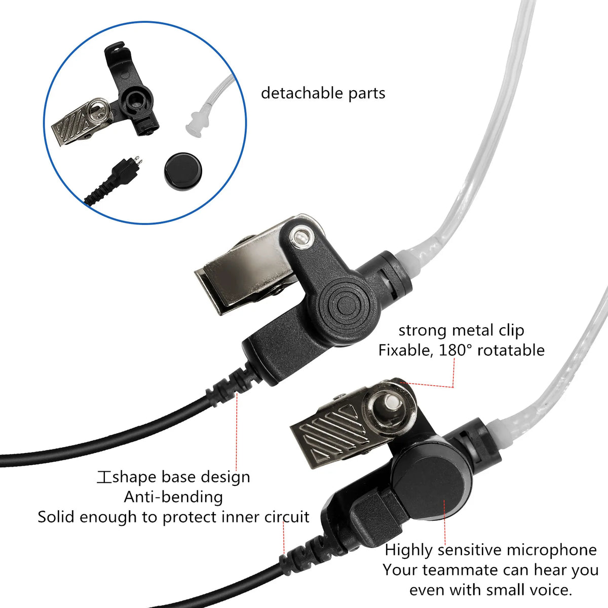RISENKE-Earpiece for Sepura Walkie Talkie, Headset with Mic, PTT and Tube, SC2020,Stp9000, Stp8000, STP8030, STP8035, Stp8038