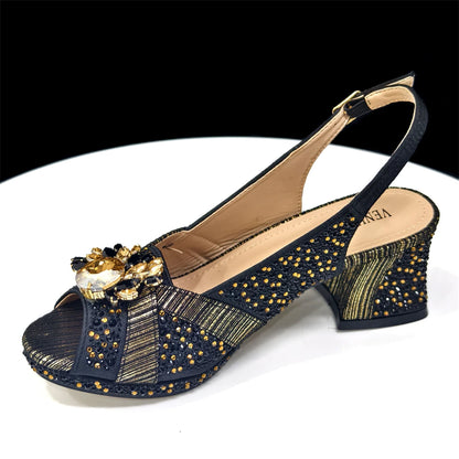 2025 Elegant Women's Peep-Toe Heels and Matching Wine Color Diamond Pumps Set - Stylish Italian Shoes and Bags for Parties
