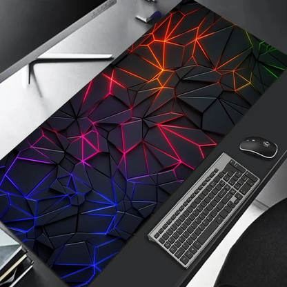 Large Gaming Mouse Pad 90x40 Red Blue Gradient Design Non-Slip Rubber Sewn Edge Gaming Desk Mat Keyboard Gamers and Office Work