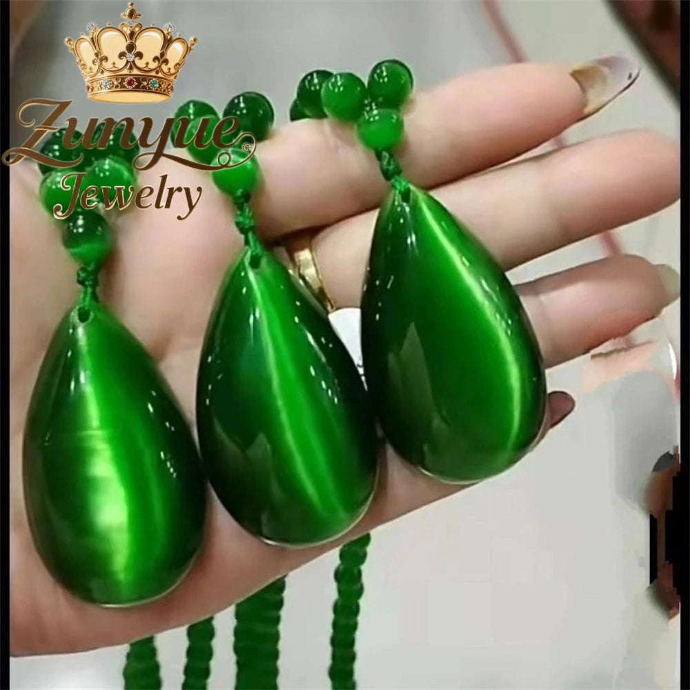 Natural Colorful Cat's Eye Stone Pendant Necklace Elegant Fashion Daily Wear Luxury Quality Fine Jewelry For Women Unisex Gift