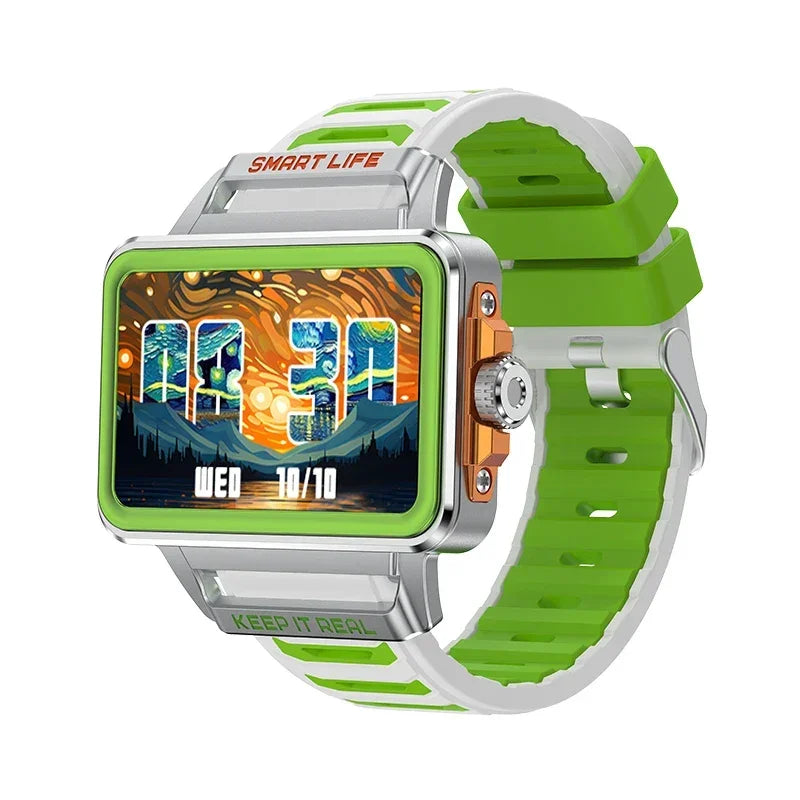 Hip Hop Fashion Personality Smart Watch 1.57-inch HD Screen 24h Continuous Heart Rate Sleep Monitor Game Waterproof Smartwatch